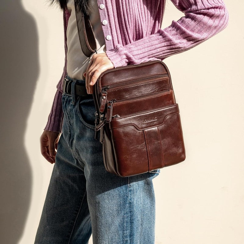 Leather Messenger Bag Men Small Sling Shoulder Crossbody Man Purse Pack1