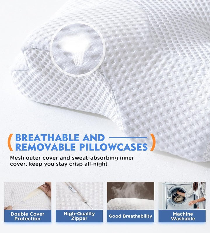 Cervical Neck Pillow Memory Foam Cooling Ortho Support for Side Back Sleepers5