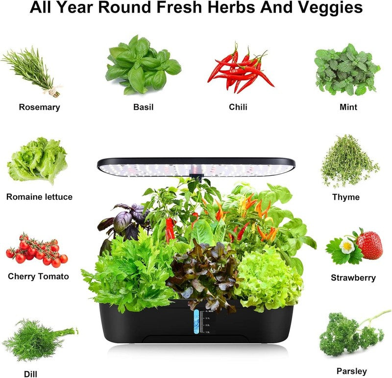 12 Pod Hydroponics Growing System Indoor Herb Garden w/ Grow Light Timer8