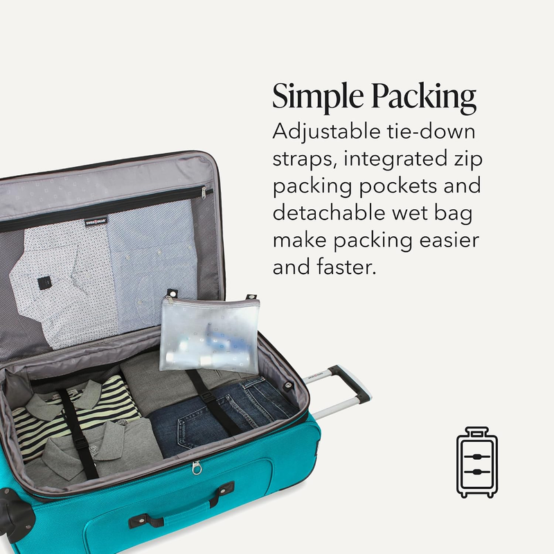 Large Softside Expandable Spinner Luggage Lightweight Travel Suitcase Teal2