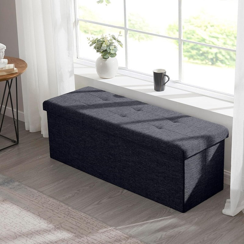 43'' Folding Storage Ottoman Bench Foot Rest Chest Bedroom Large Black6