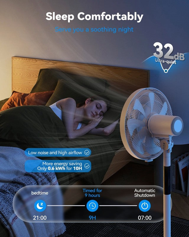 Oscillating Pedestal Fan, 7 Blades 3 Speeds 9H Timer Standing Floor Fan with Rem4
