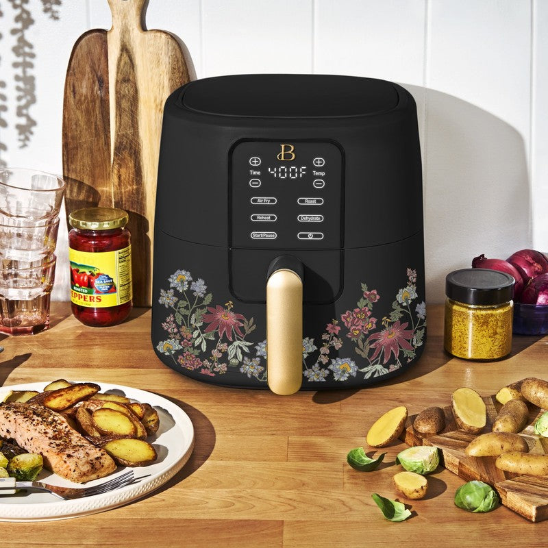6 Qt Air Fryer w/ Turbocrisp Technology Evergood Ceramic Nonstick Black Flower6