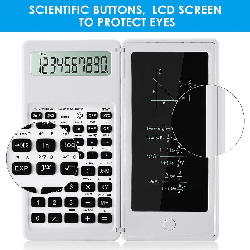 Scientific Calculators for Students, White Math Calculator with Notepad,10-Digit3