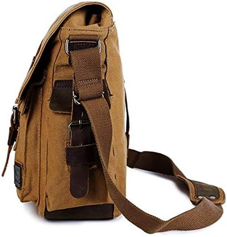 Vintage Leather Canvas Laptop Bag Messenger Bags Medium1