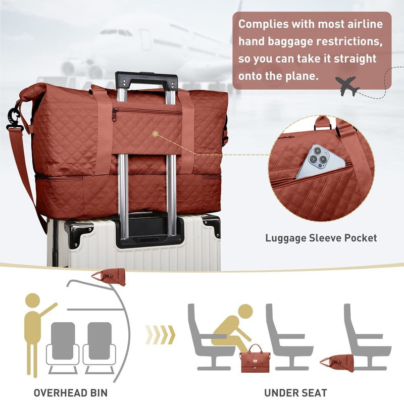Travel Duffle Bag Weekender Bags for Women with Shoe Compartment Carry on Overni3