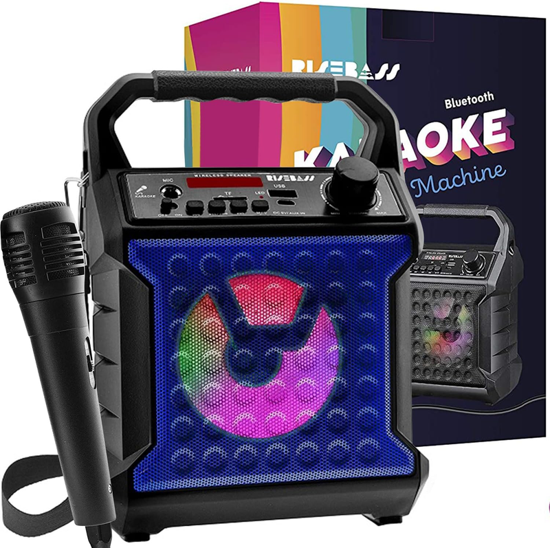 Portable Karaoke Machine w/ Mic Party Lights Bluetooth USB SD AUX FM Radio Gift9