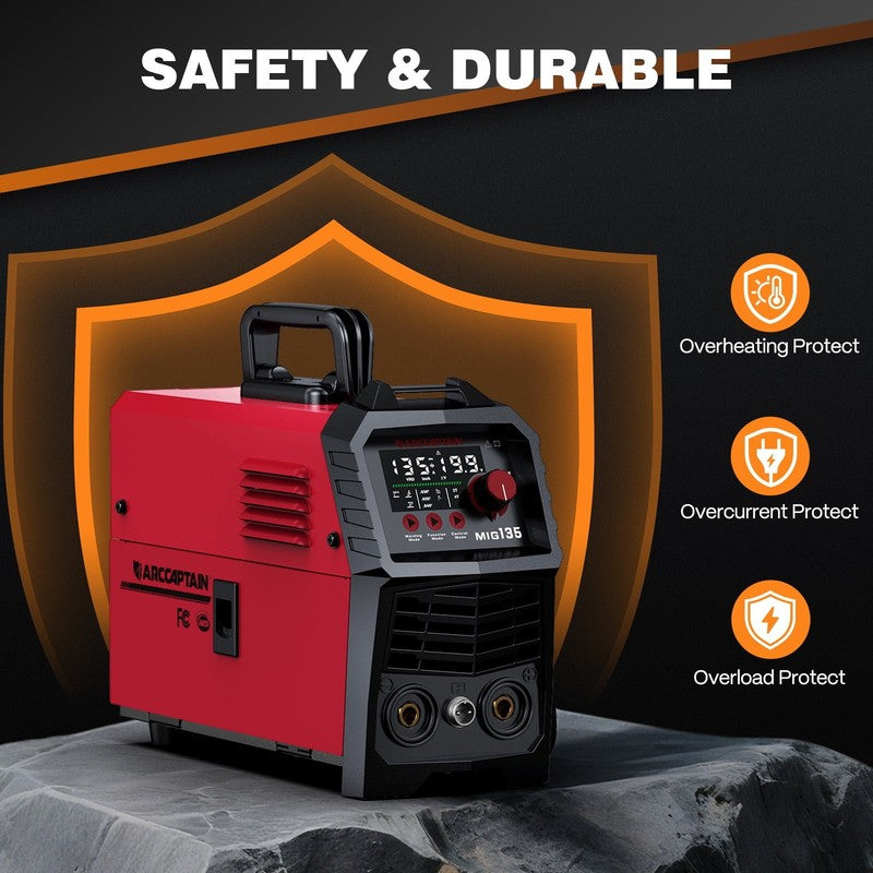 135A MIG Welder 3-in-1 Flux Core TIG Stick IGBT Gasless LED Display1