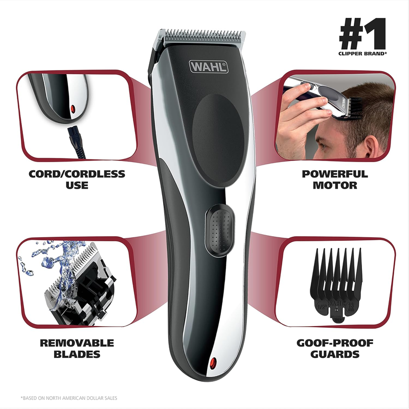 Clipper Rechargeable Cord/Cordless Haircutting & Trimming Kit for Heads, Longer 1