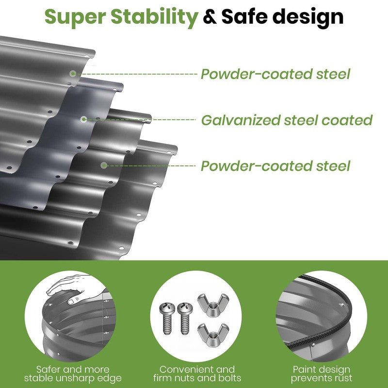 Galvanized Raised Garden Bed Outdoor, 4X2X1Ft Backyard Oval Metal Planter Box wi4