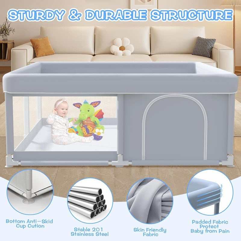 Deluxe Baby Playpen 50x50 Inch - Indoor/Outdoor Soft Mesh Playard in Grey7