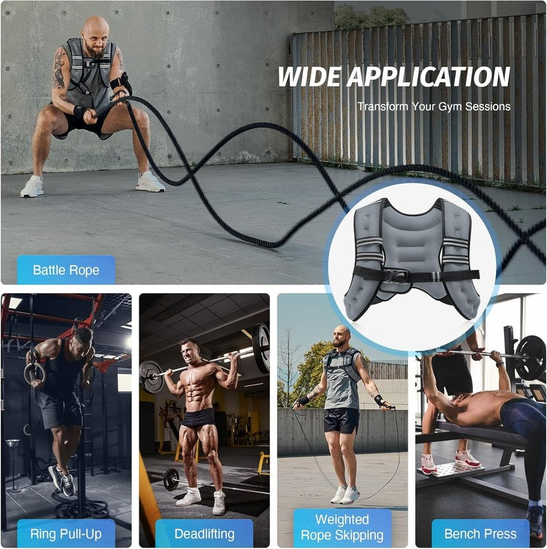 Weighted Vest 12Lb Reflective Stripe Workout Strength Training Fitness Grey4