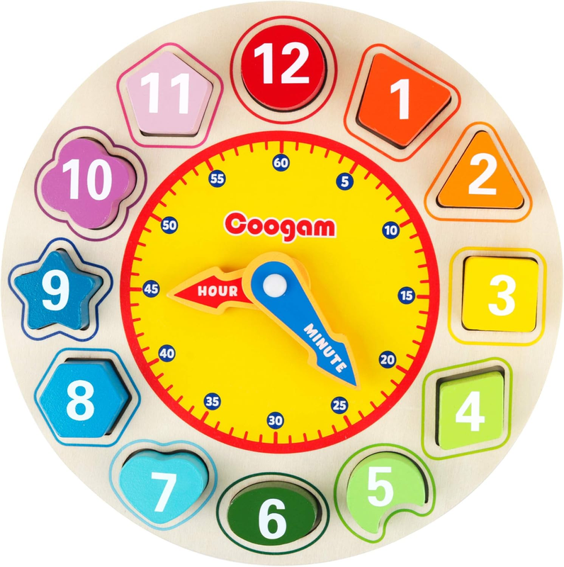 Wooden Shape Sorting Clock Montessori Educational Toy Number Puzzle Kids Gift11