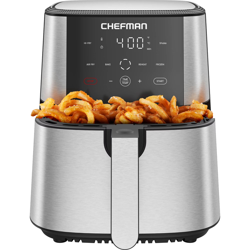 Turbofry 6QT Digital Air Fryer, Touch Controls, 4 Functions, Stainless Steel New9