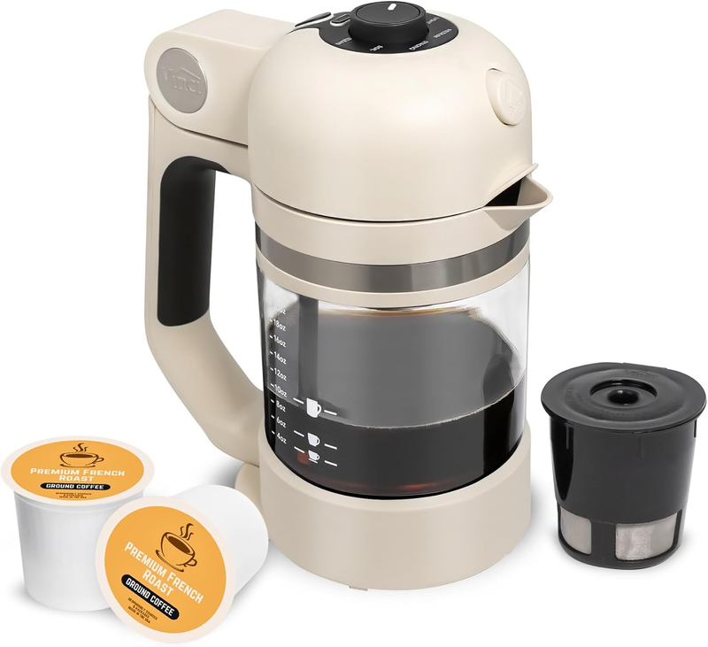 Micro Café Single Serve Coffee Maker K Cup Compatible Glass Carafe White0