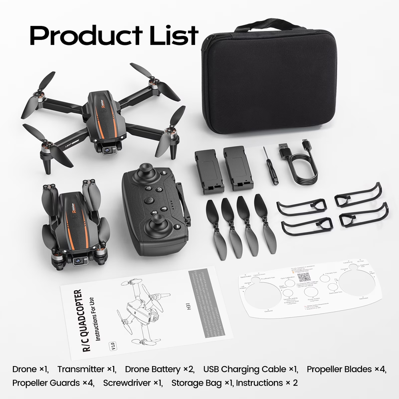 H31 Drone with Camera Optical Flow 2 Batteries 3 Speed RC Quadcopter Black10