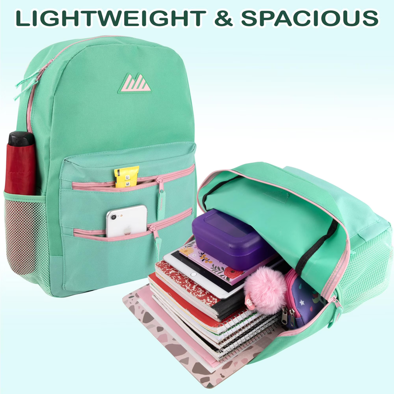 Aquamarine Mint Multipocket Backpack 17" Travel School Bag1