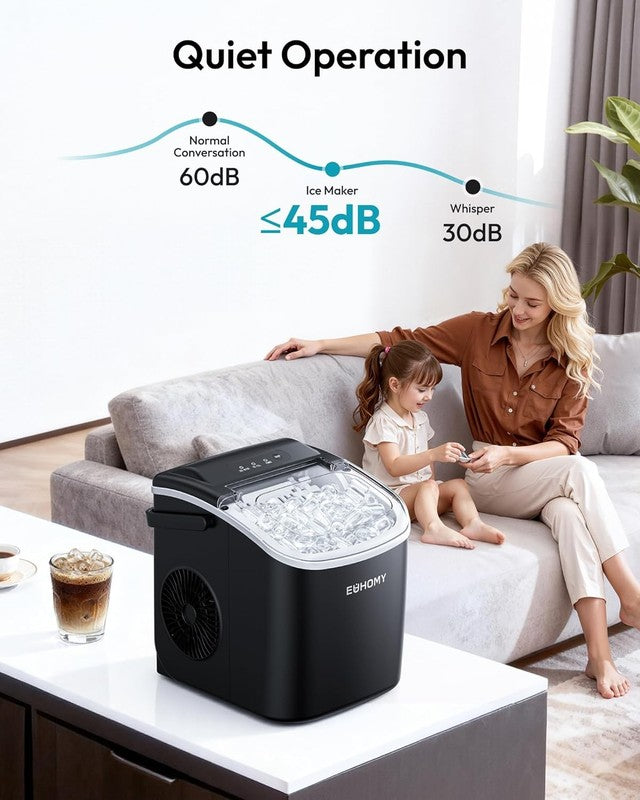 Countertop Ice Maker Machine with Handle, 26Lbs in 24Hrs, 9 Ice Cubes Ready in 67