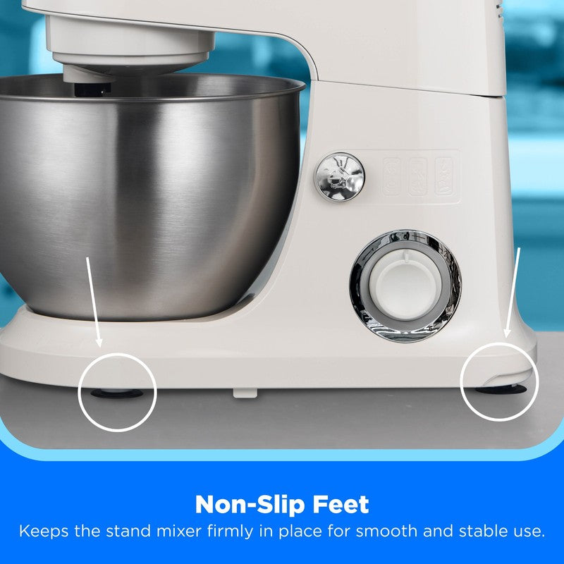 5 Quart Cream Stand Mixer, 300W Small Kitchen Mixer with Bowl, Double Hook, Hand6