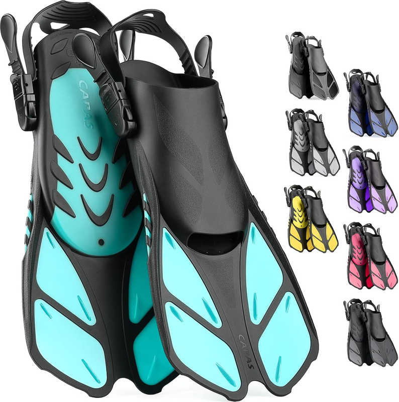 Travel Size Snorkel Fins Adjustable Open Heel Swim Fins for Diving Snorkeling9