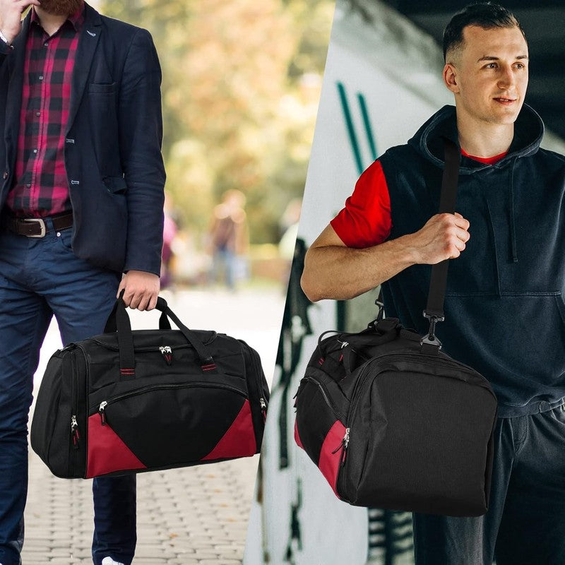 55L Large Gym Duffle Bag for Men Black Durable Travel Workout Sports Black-Red5