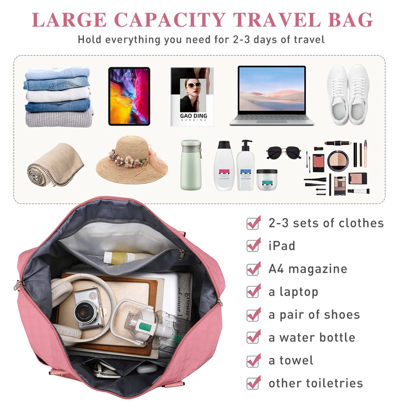 Travel Duffle Bag Weekender Bags for Women with Shoe Compartment Carry on Overni6