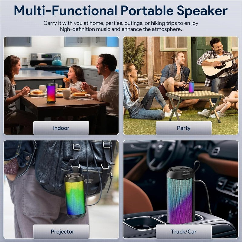 26W Bluetooth Speaker, IPX5 Waterproof, 16H Playtime, LED Lights, Black6