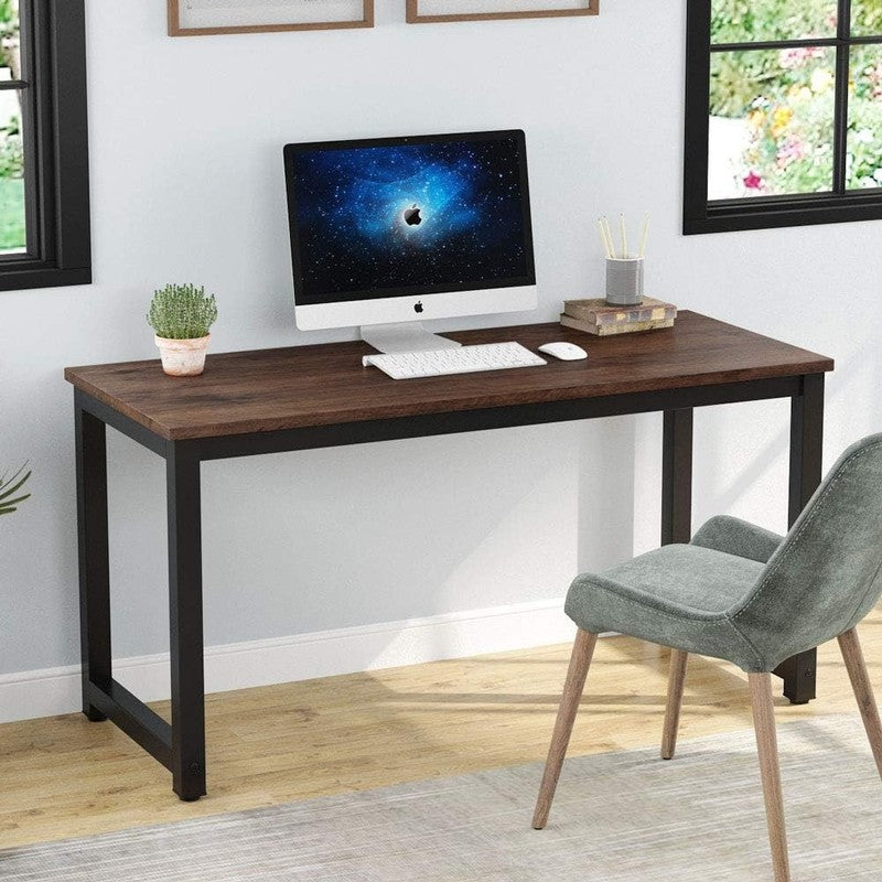 55" Computer Desk Large Office Study Writing Workstation Rustic Brown1