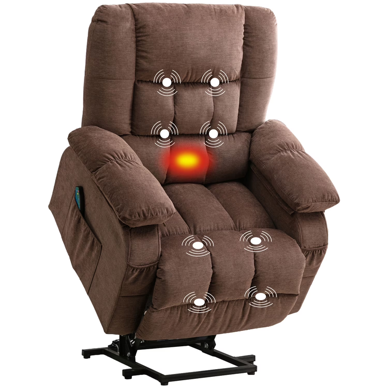 Power Lift Recliner Chair Heat Massage USB Port Infinite Position Brown8
