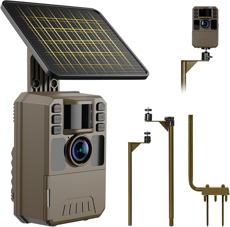 Solar 4K WiFi Trail Camera 64MP 0.1S Motion Night Vision IP67 64GB Battery Cam10