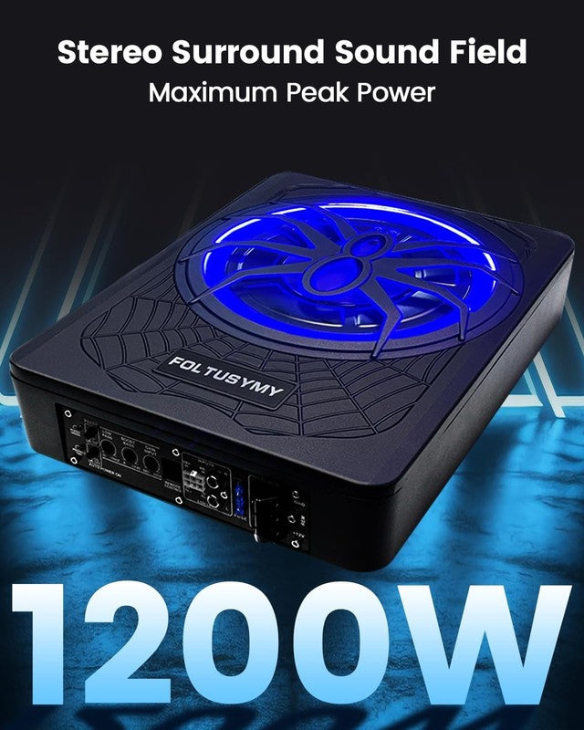 1200W 10" Slim Under Seat Car Subwoofer with Built-In Amplifier & LED Light1