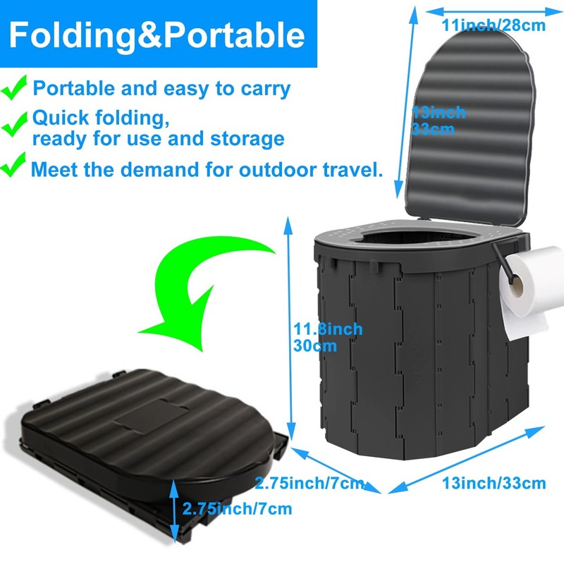 Portale Foldable Camping Toilet Set with Privacy Tent, Black6