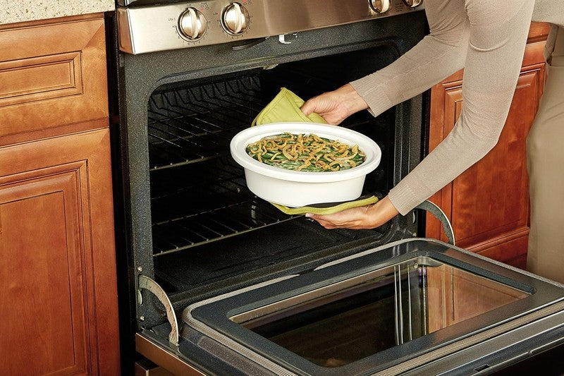 2.5Qt Casserole Slow Cooker White/Blue Compact Durable Cooker2