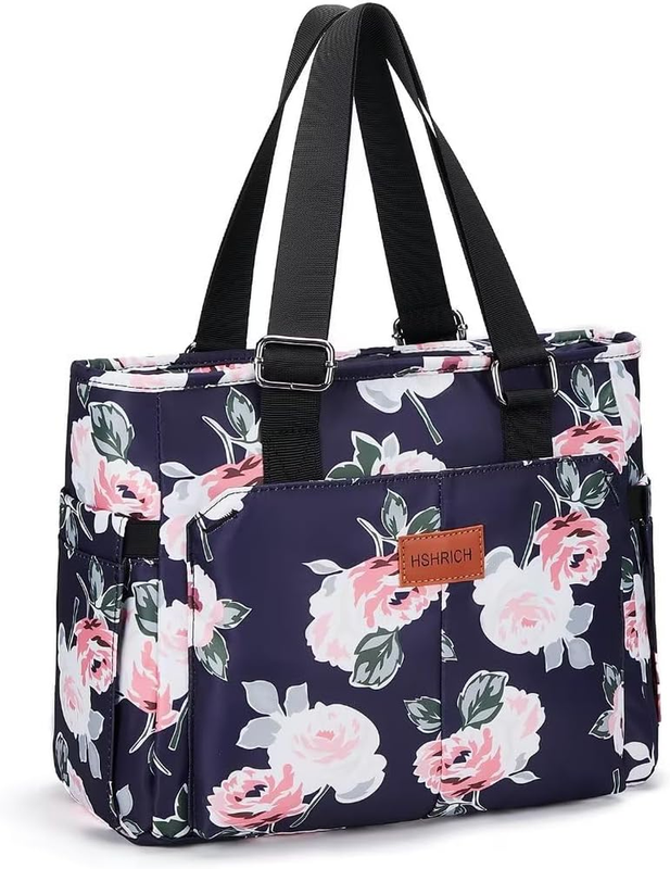 Large Peony Insulated Lunch Bag for Women Aluminum Lined Reusable Easy Clean10
