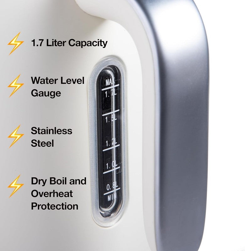 Electric Kettle 1.7L 1500W Stainless Steel Auto Shut Off Boil Dry Cream2