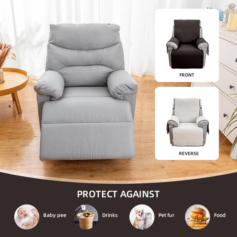 Non-Slip Recliner Chair Cover 25" Chocolate with Pocket for Dogs & Pets3