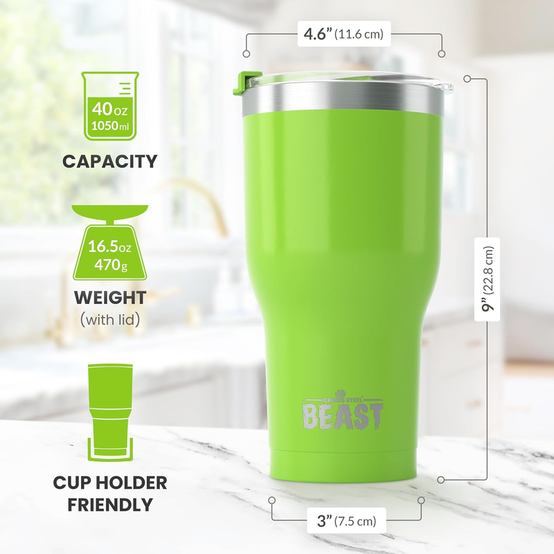 40oz Stainless Steel Tumbler Double Wall Insulated Ice Coffee Cup Green6