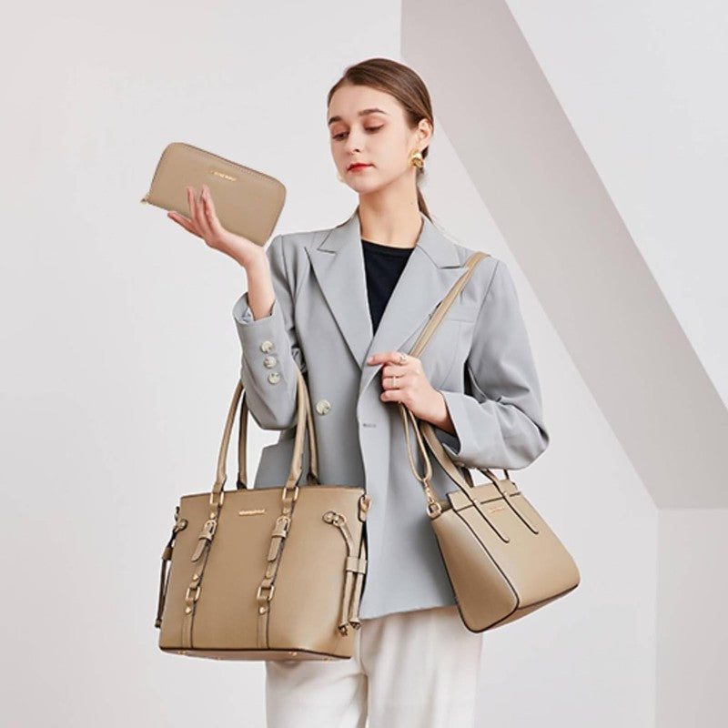 3PCS Purses for Women Tote Bag and Wallet Set Shoulder Satchel Handbags5