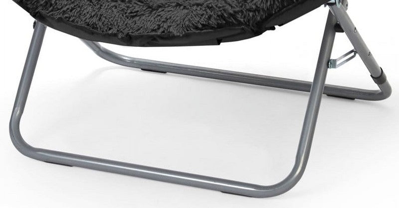 Mongolian Faux Fur Oversized Moon Chair, Black2