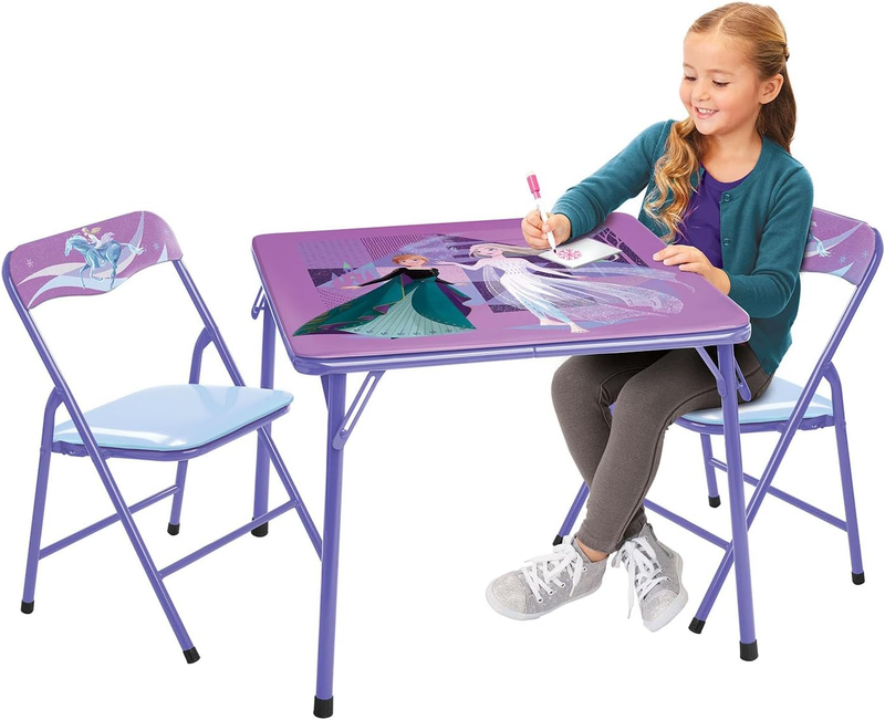 Kids Folding Table & Chairs Set 1 Table 2 Chairs Ages 3–7 70lb Limit10
