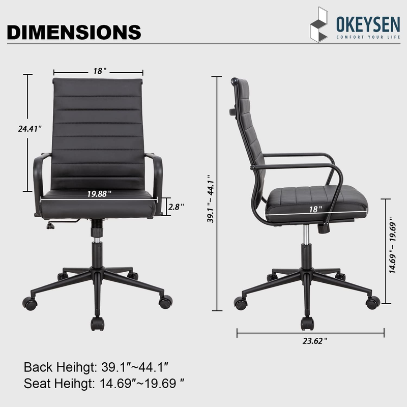 Black Executive Office Chair Ergonomic Leather Swivel Adjustable2