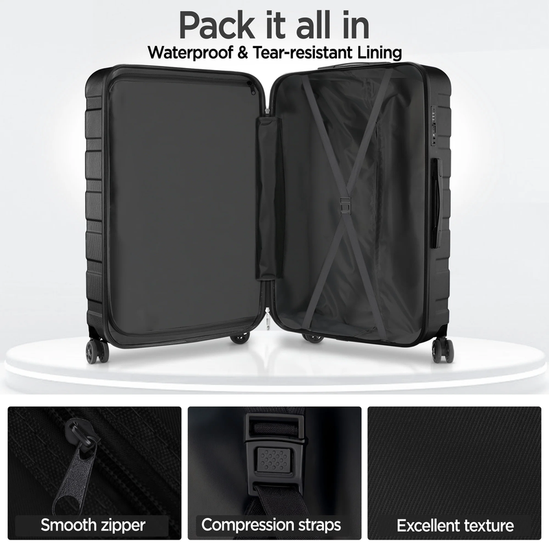 11Pc Hardside Luggage Set TSA Lock Spinner Wheels Carry On Checked Black8