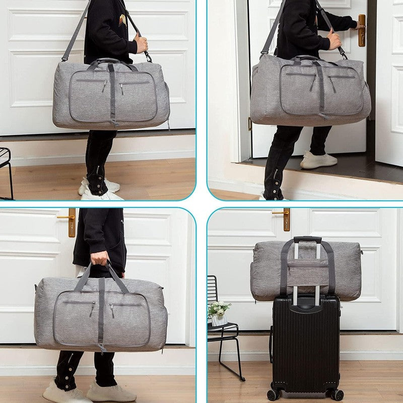 65L/85L/115L Foldable Travel Duffle Bag, Lightweight Checked Luggage with Shoe C4