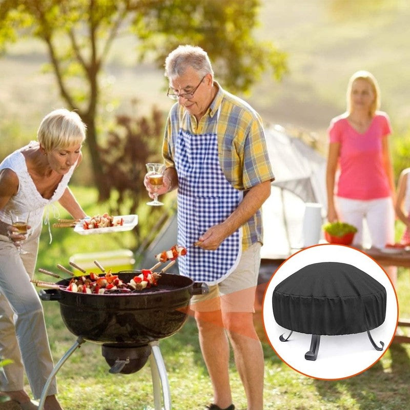 Round Fire Pit Cover 36"x20" Waterproof Outdoor Fit 32/34/36in w/ Bag5