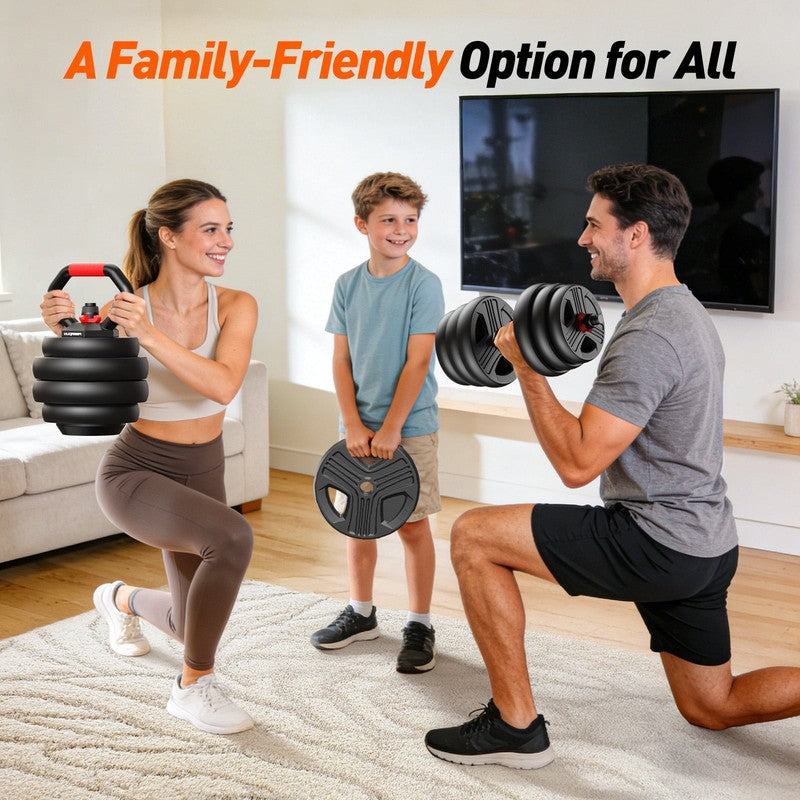 70Lbs Free Weight Set with Connector, 5 In1 Dumbbells Set Used as Barbell, Kettl8