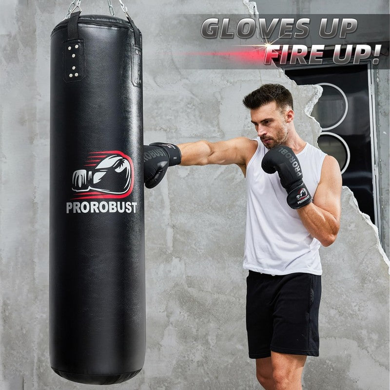 4Ft PU Punching Bag Set w 12oz Gloves MMA Kickboxing Boxing Unfilled6