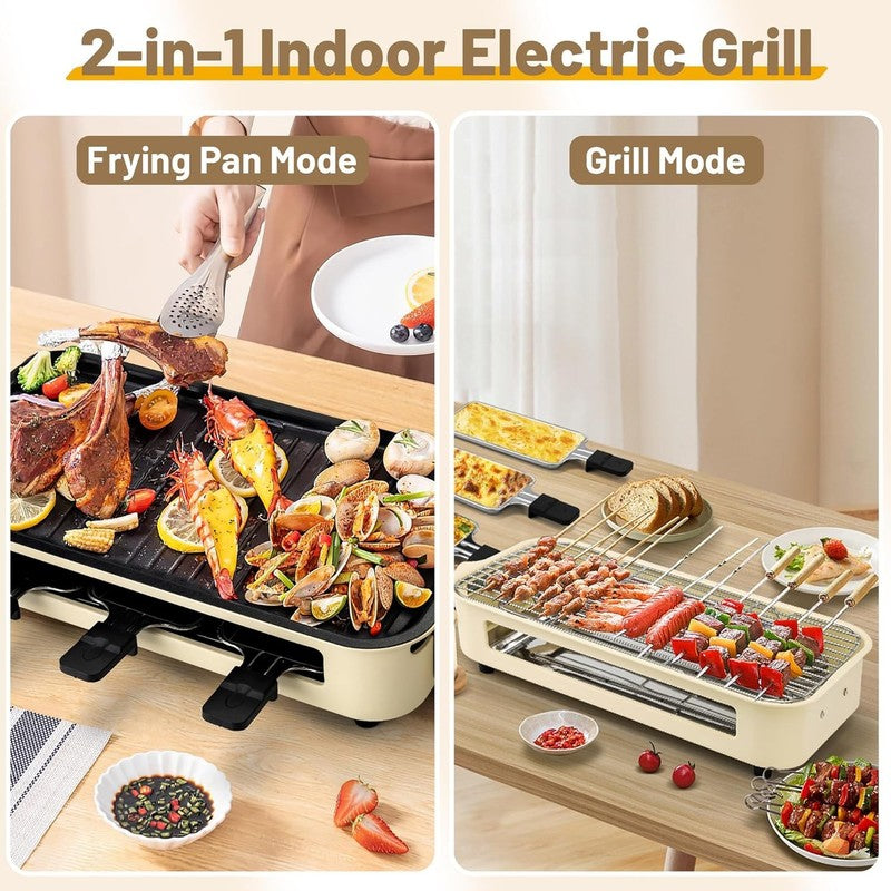 2 in 1 Electric Indoor Grill Smokeless 1700W Nonstick Removable Plate2