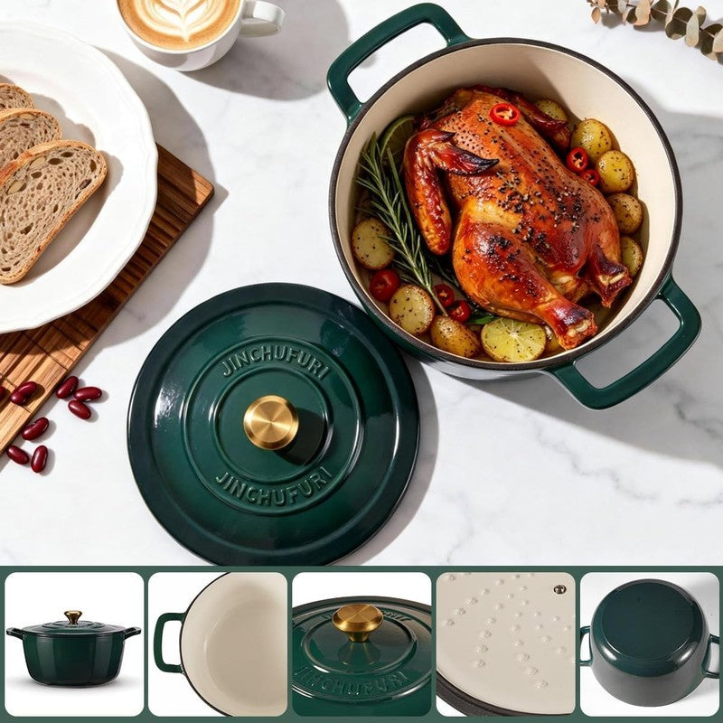 5QT Cast Iron Dutch Oven w/ Lid Sourdough Bread Baking Pot5