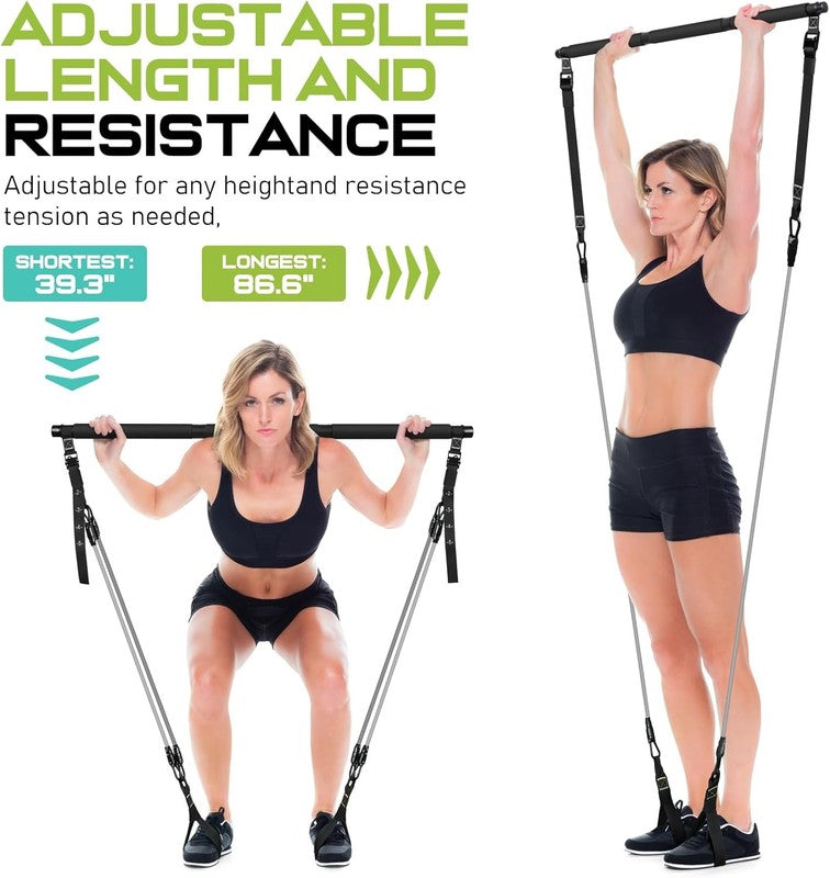 Pilates Bar Kit w/ Resistance Bands Heavy-Duty Adjustable Full Body Workout4
