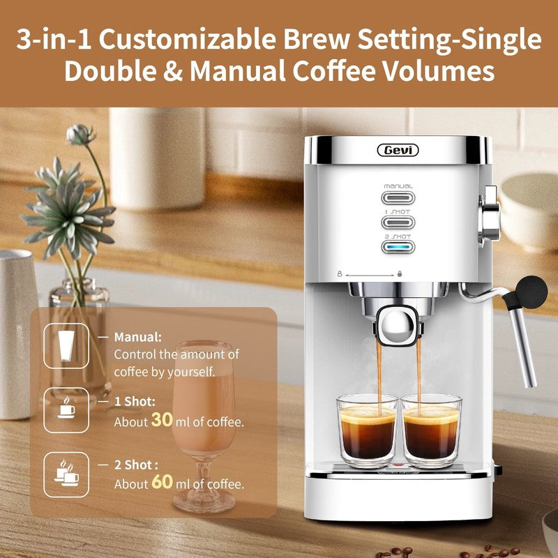 20 Bar Espresso Machine, Coffee Maker with Milk Frother，White6